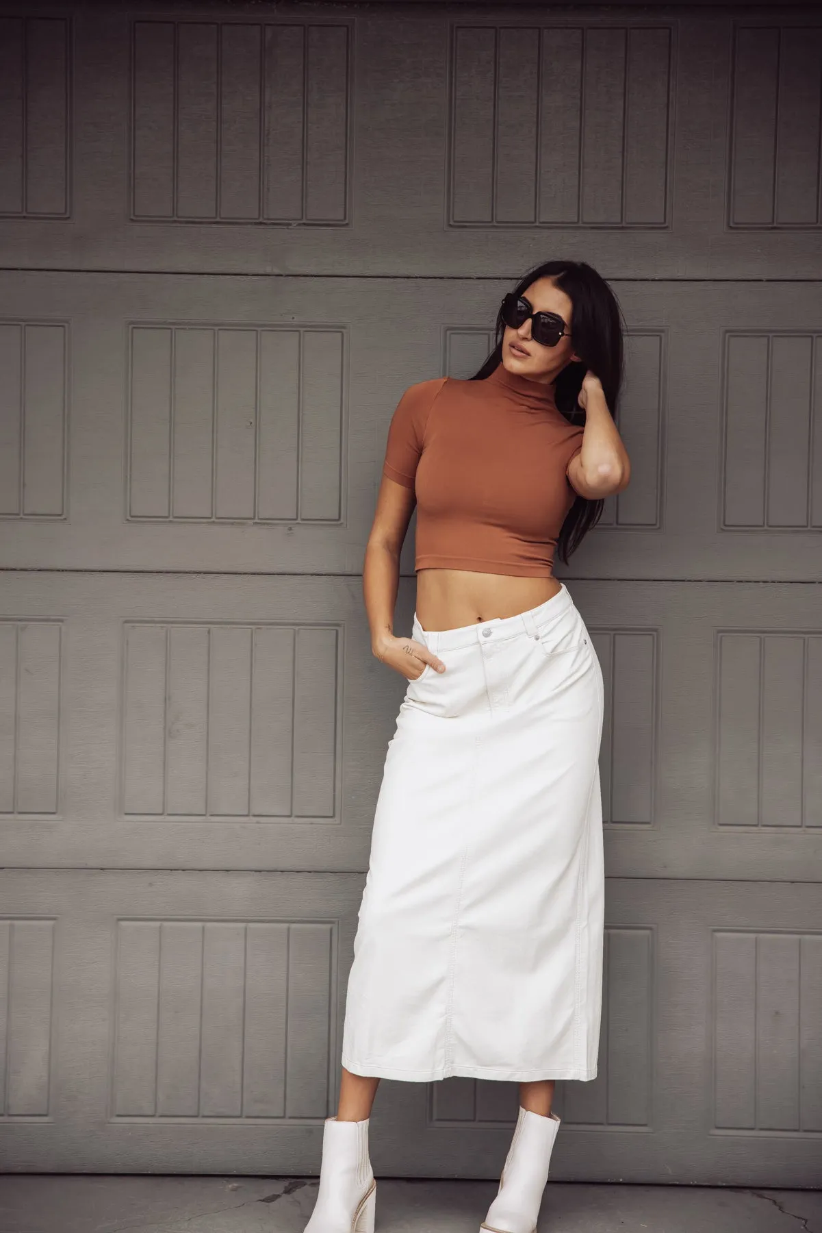 Free People City Slicker Vegan Maxi Skirt - Ivory