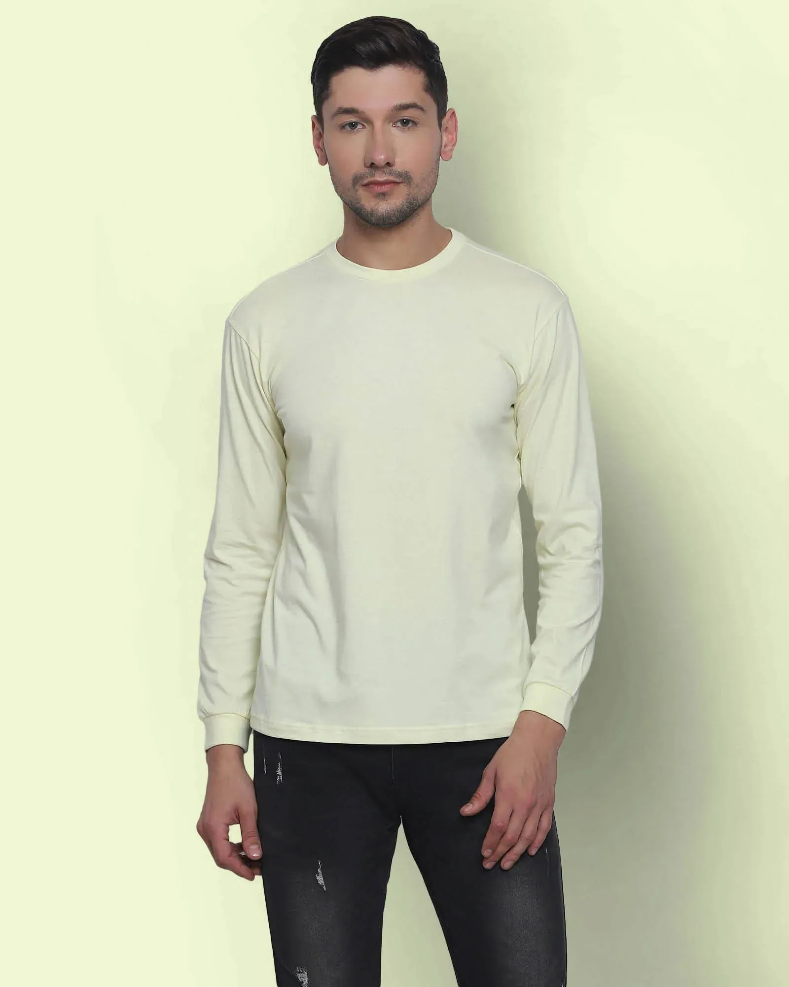 Full Sleeves Crew Neck: Lemon Chiffon