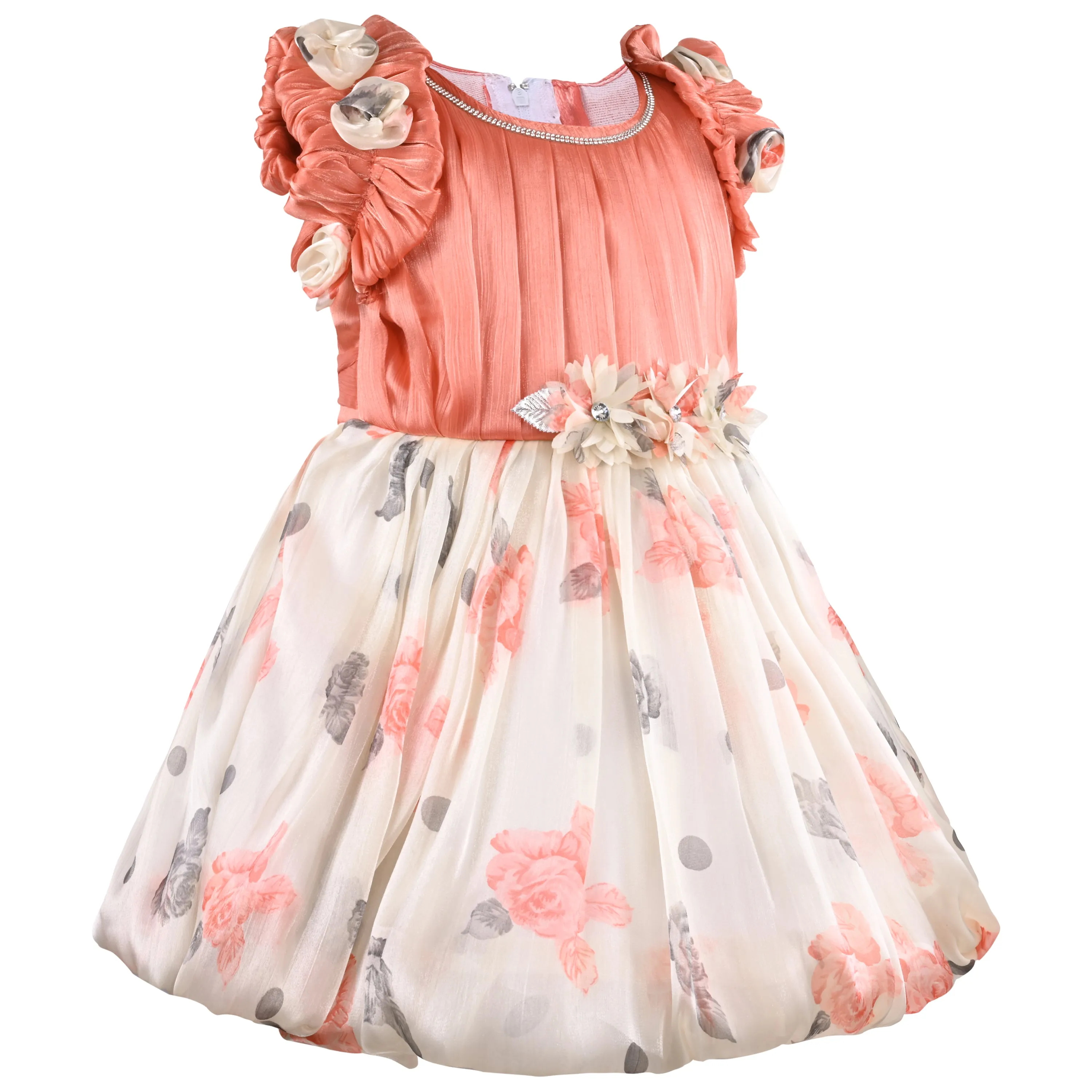 Girls Fit and Flare Floral Print Frock Dress