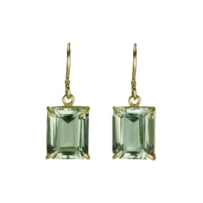 Green Amethyst Emerald Cut Earrings