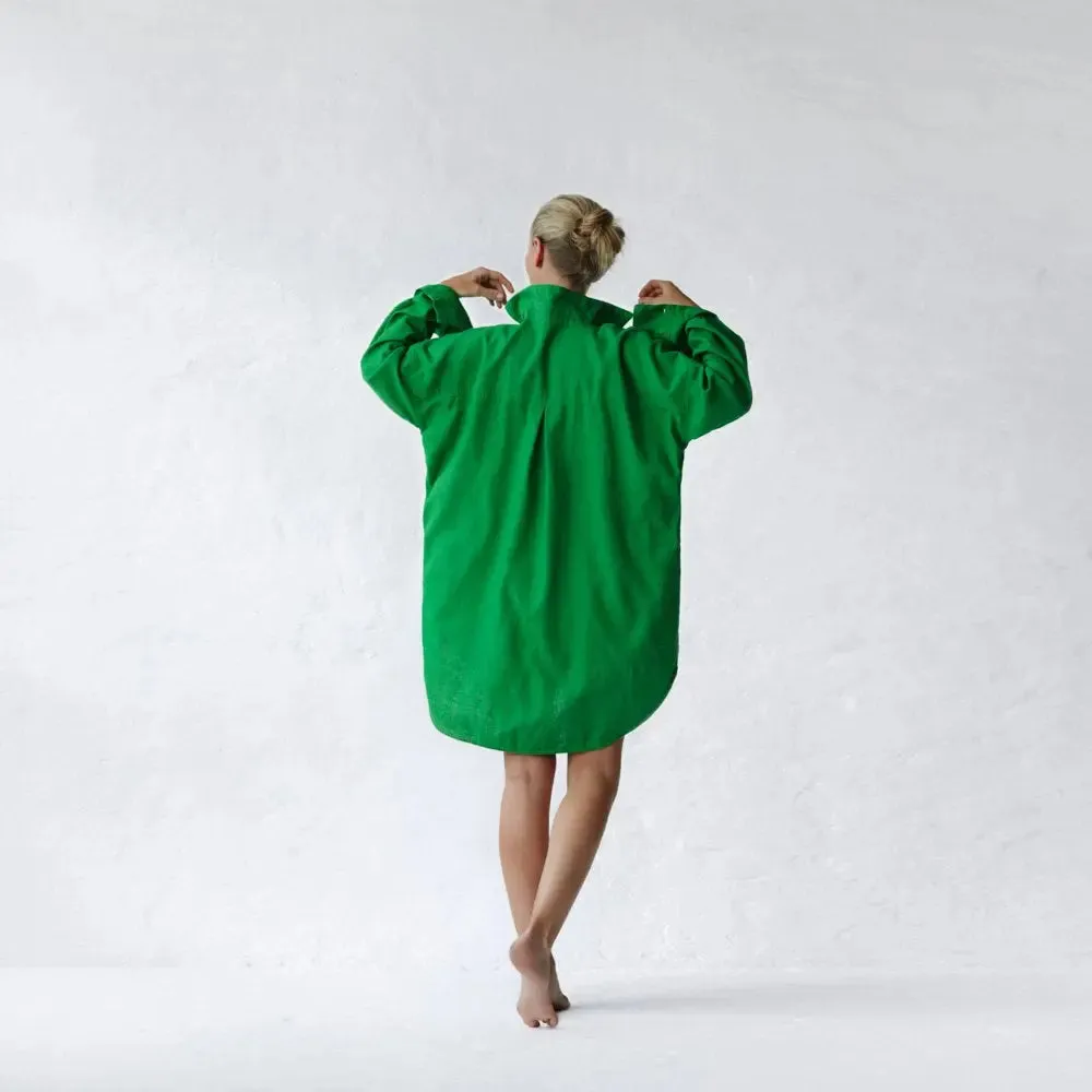 Green linen shirt supersize with pockets by Seaside Tones