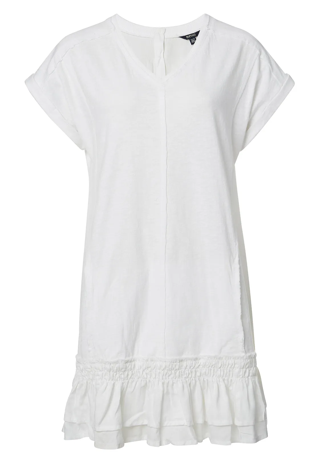 Halee Women's Ruffle Pocket Dress in White - KD0715P