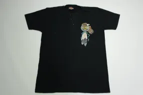 Harley Davidson Henley Vintage 90's Eagle Feather Stratman Single Stitch Motorcycle T-Shirt