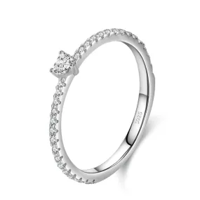 Heart Shape Solitaire Classic Silver Ring