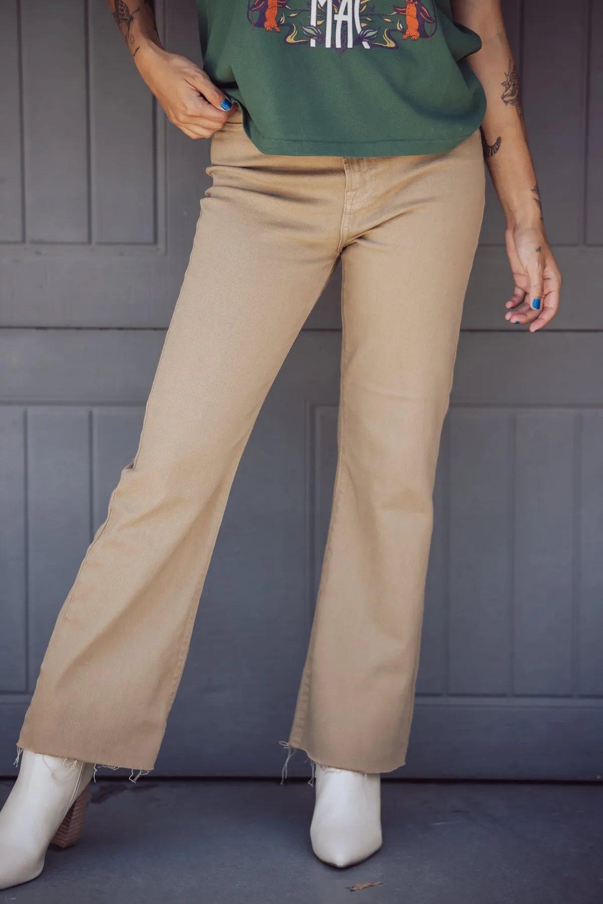 Hidden Jeans Happi Ultra High Rise Crop Flare - Tan