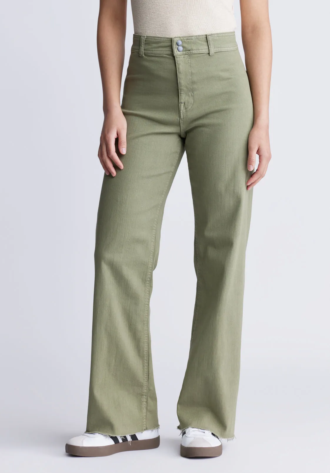 High Rise Wide Leg Adele Women's Pants in Olive - BL15883