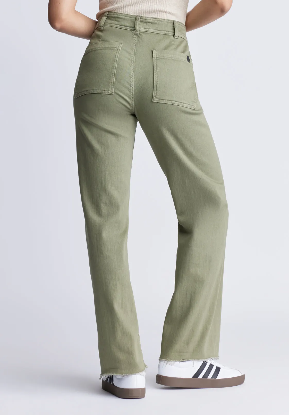 High Rise Wide Leg Adele Women's Pants in Olive - BL15883