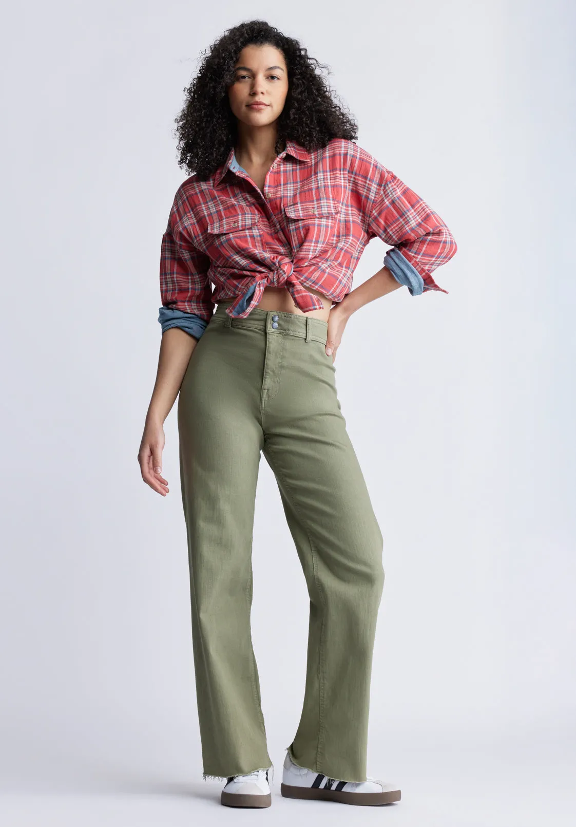 High Rise Wide Leg Adele Women's Pants in Olive - BL15883