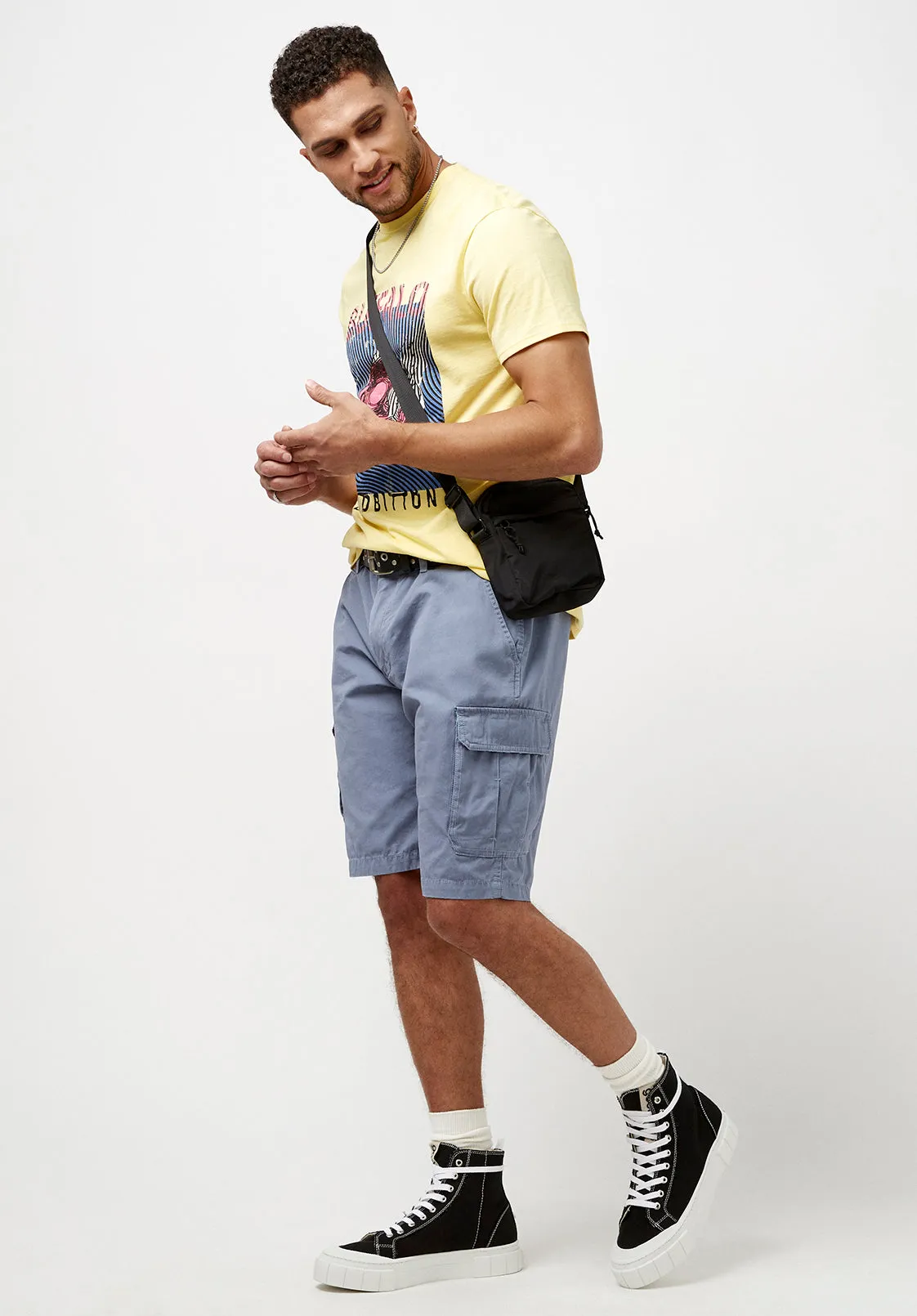 Hormoz Cotton Mirage Blue Cargo Shorts - BM23901