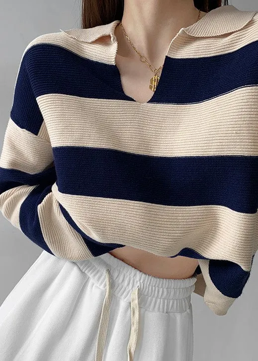 In Contrast striped long sleeved sweater top