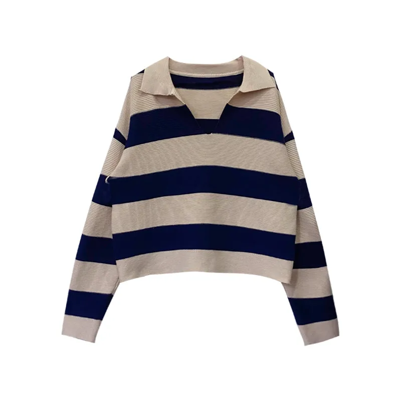 In Contrast striped long sleeved sweater top