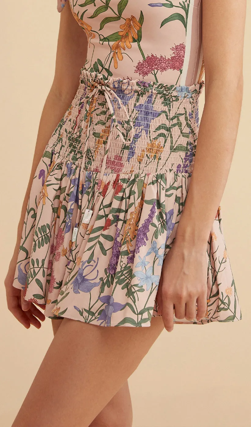 JOANNA FLORAL Shirred Skort