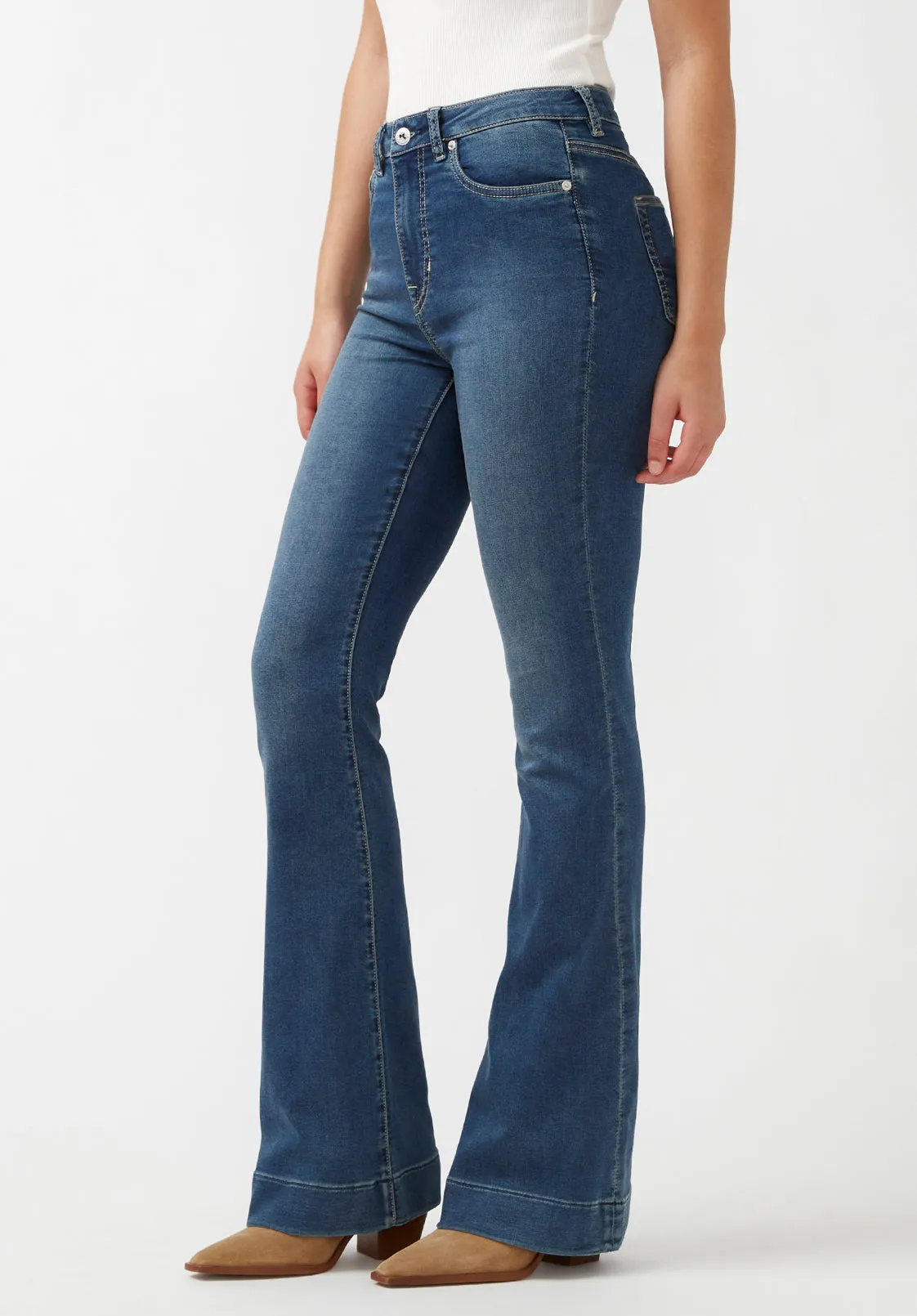 Joplin High Rise Flared Women's Jeans in Blue - BL15942