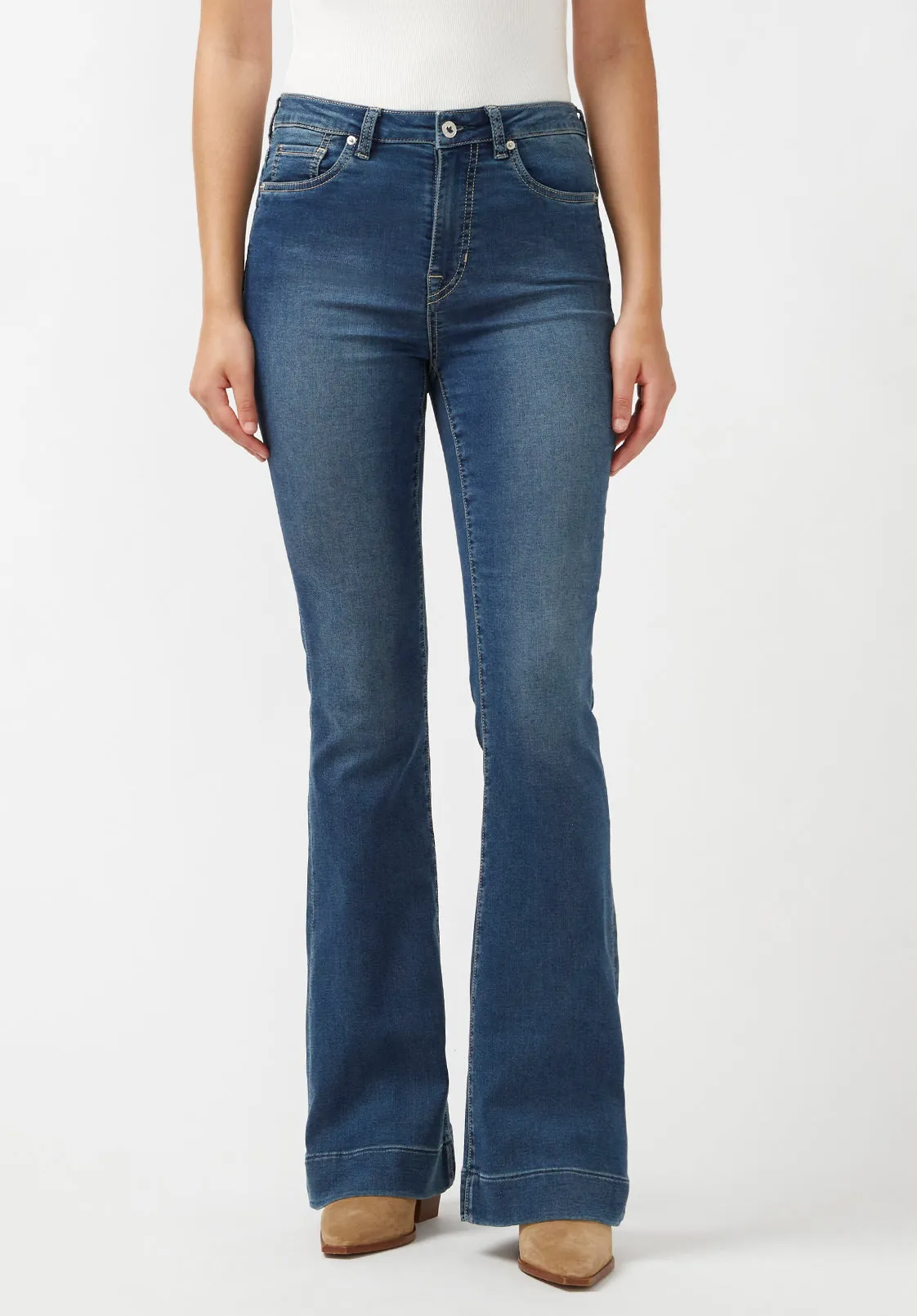 Joplin High Rise Flared Women's Jeans in Blue - BL15942