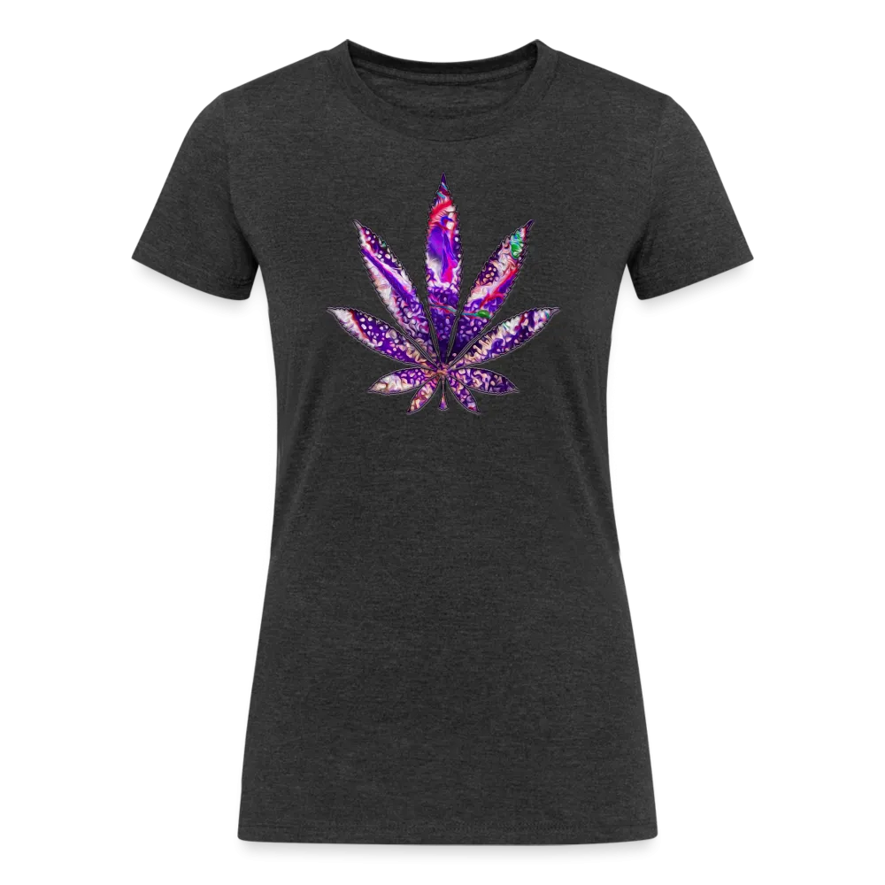 Kaleidoscope Purple Leaf: Organic Tri-Blend Multicolor Cannabis Tee (Women's Fit)