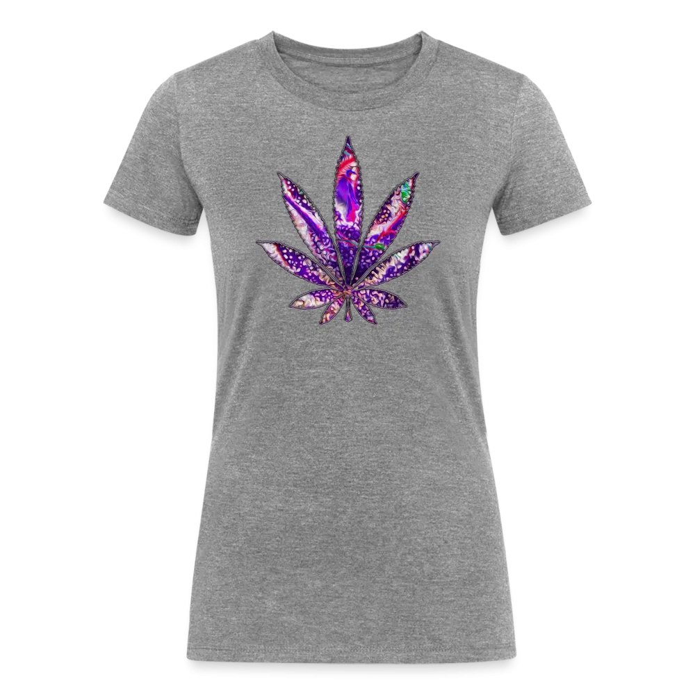 Kaleidoscope Purple Leaf: Organic Tri-Blend Multicolor Cannabis Tee (Women's Fit)