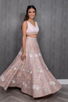 LADLI Pastel Floral Lehenga Skirt