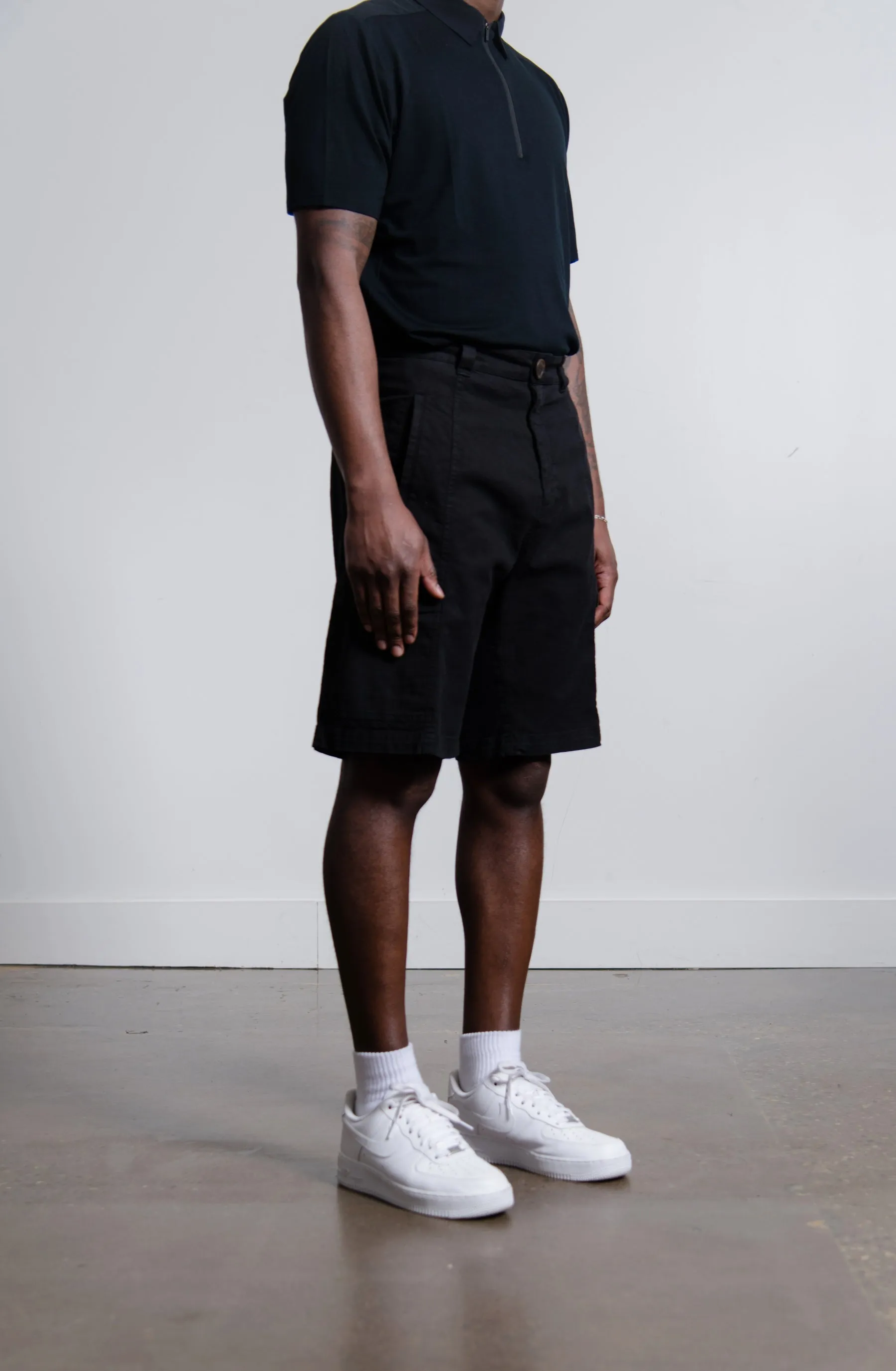 Linen Cargo Short Black