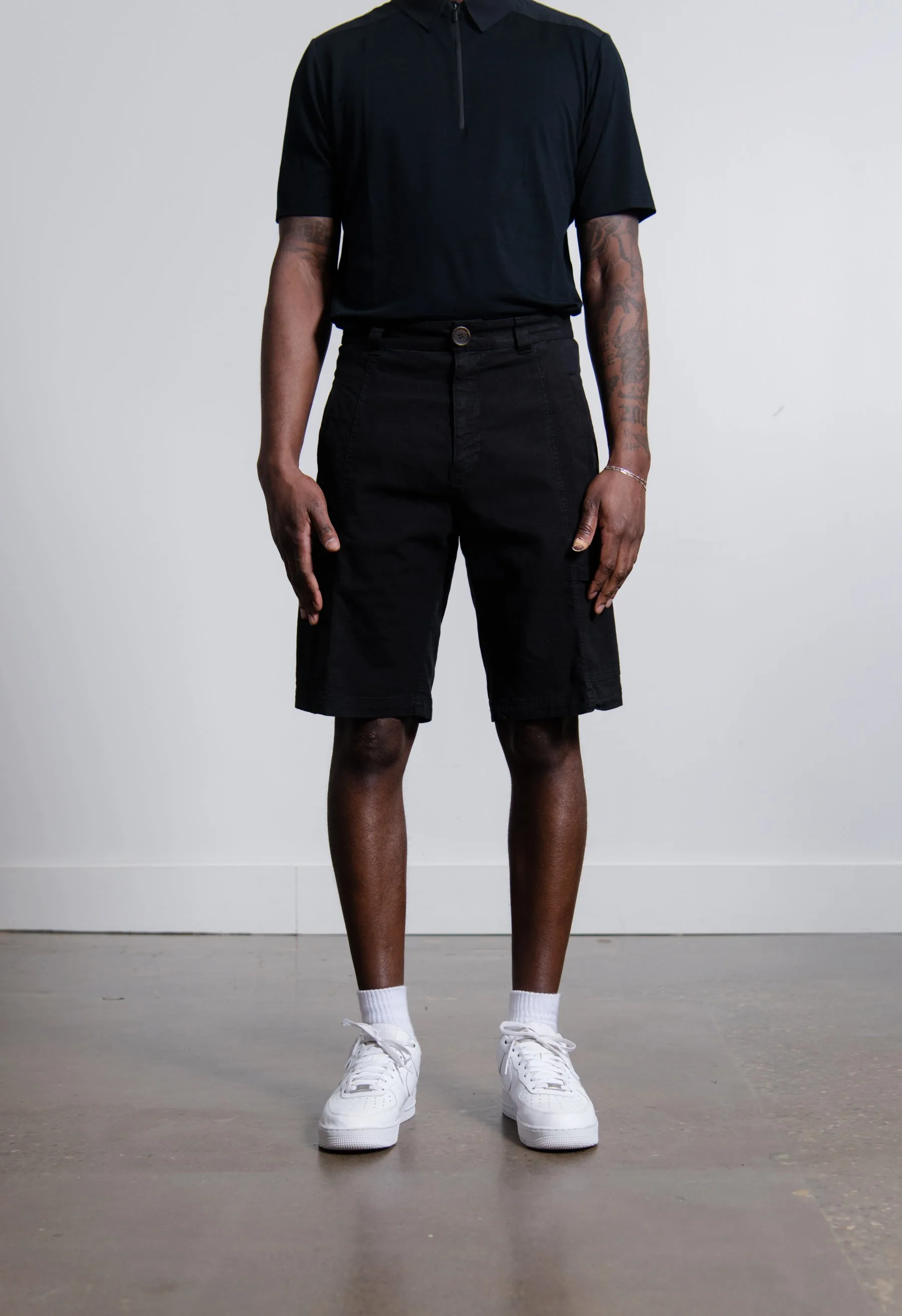 Linen Cargo Short Black