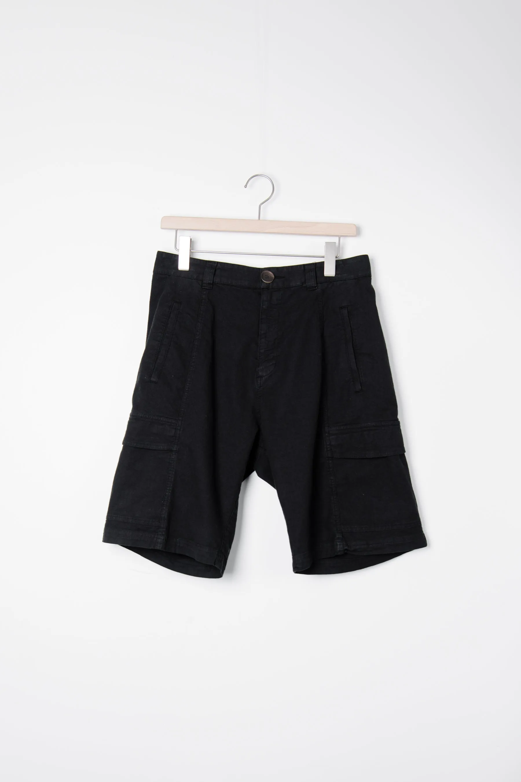 Linen Cargo Short Black