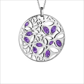 Medallion Amethyst Large Pendant in Sterling Silver