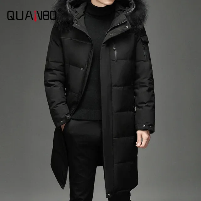 Men's Thickened Down Jacket -30 Winter Warm Down Coat 2021 New Men Fashion Long White Duck Hooded Down Parkas Plus Size 5XL