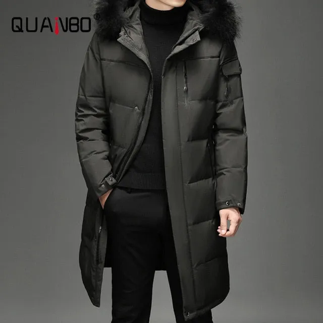 Men's Thickened Down Jacket -30 Winter Warm Down Coat 2021 New Men Fashion Long White Duck Hooded Down Parkas Plus Size 5XL