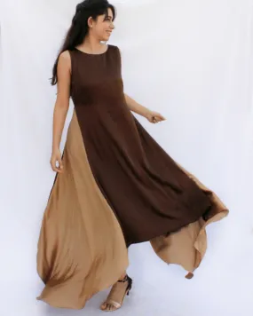 Mocha Champagne Draped Dress