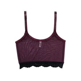 Nancy Cami Purple Mesh with Lace Trim