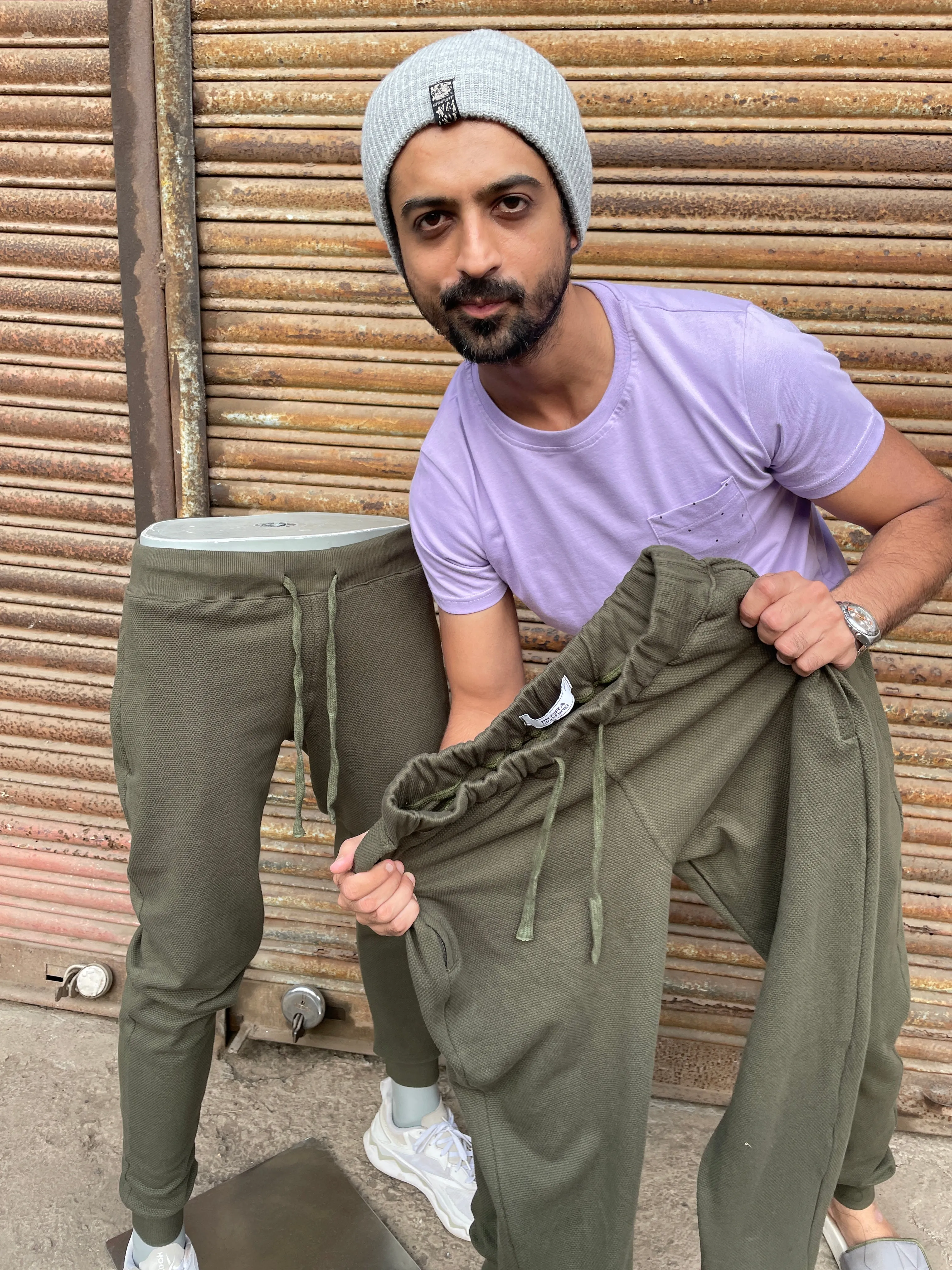 Olive Popcorn Joggers