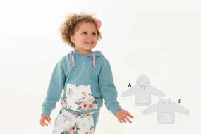 Papier Schnittmuster Sweatshirt Hoodie für Mädchen   Junge mit Känguru-Tasche und Kapuze FLY von Patternforkids