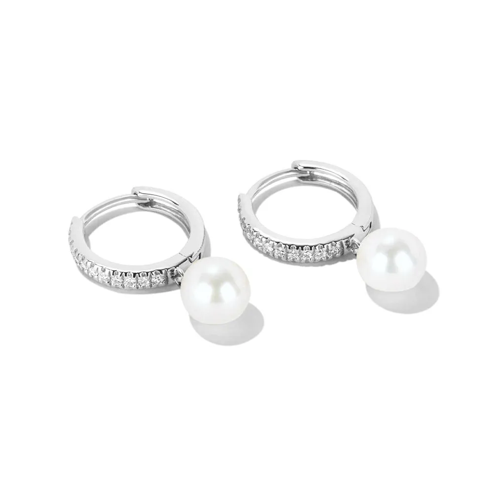 Pavé Lab Grown Diamond Pearl Drop Earrings