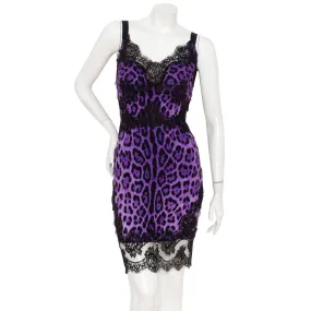 Purple Silk Leopard Print Dress