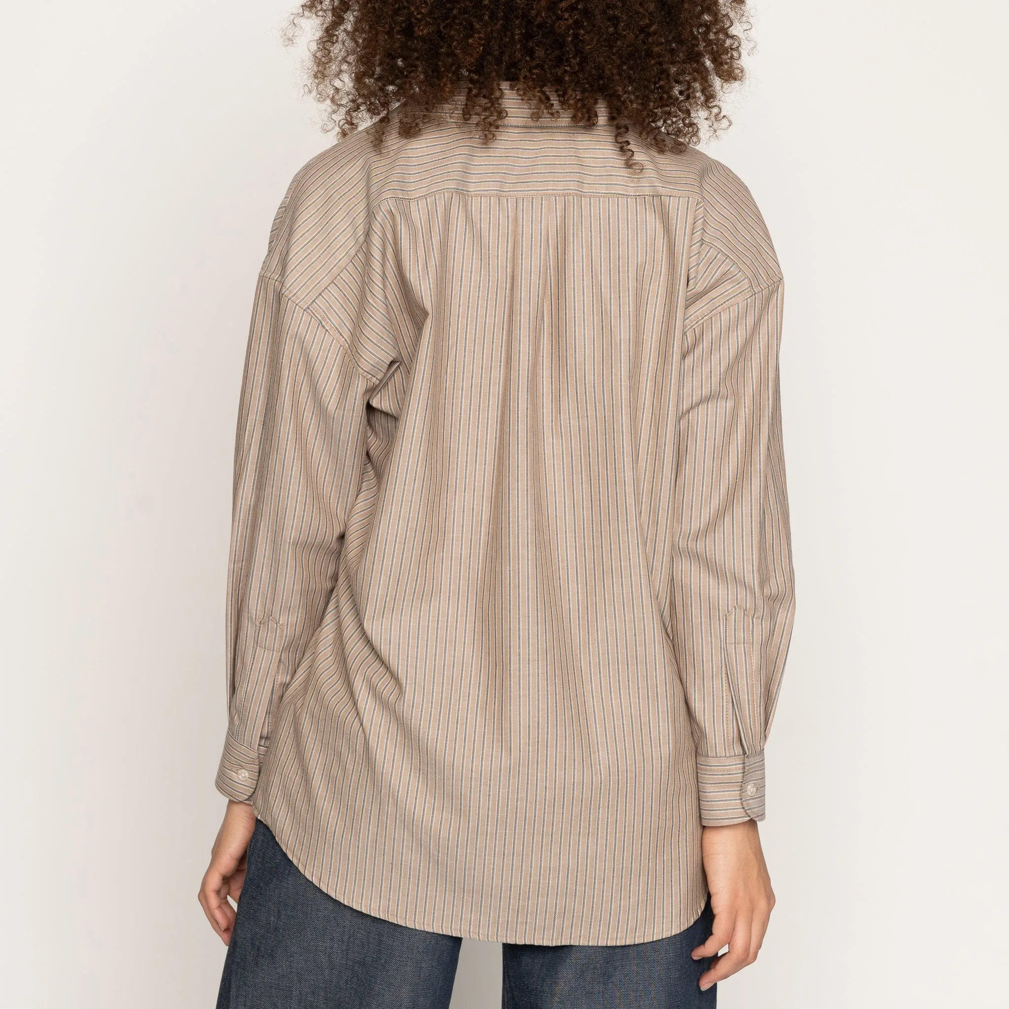 Roomy Shirt - Soft Finish Classic Stripe - Taupe