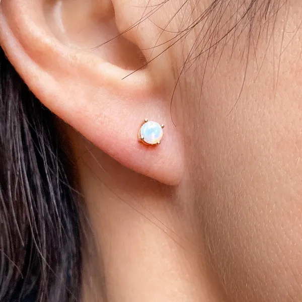 Round Cabochon Opal Stud Earrings