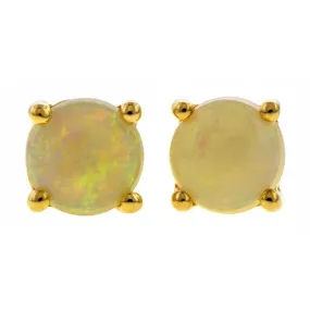 Round Cabochon Opal Stud Earrings