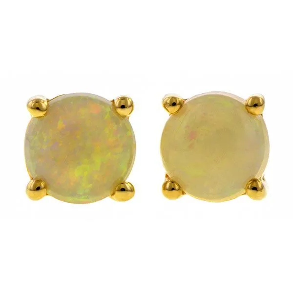 Round Cabochon Opal Stud Earrings