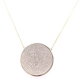 Round Pave Medallion Necklace With CZ Stones