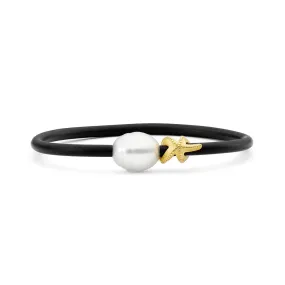 'Starfish' South Sea Pearl and yellow gold Bangle