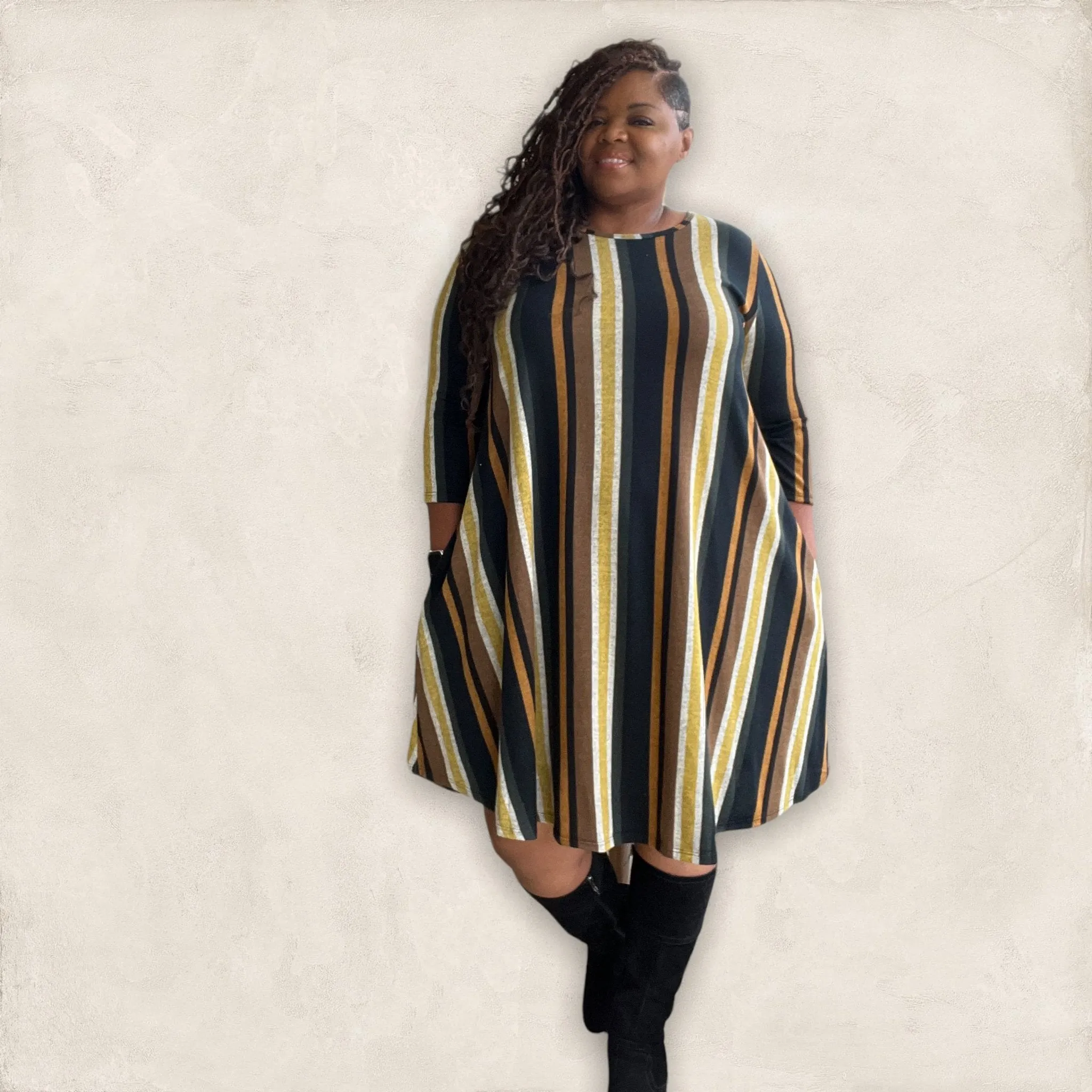 The Carrie Striped Midi Dress (extended sizes)