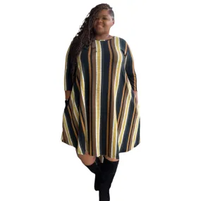 The Carrie Striped Midi Dress (extended sizes)