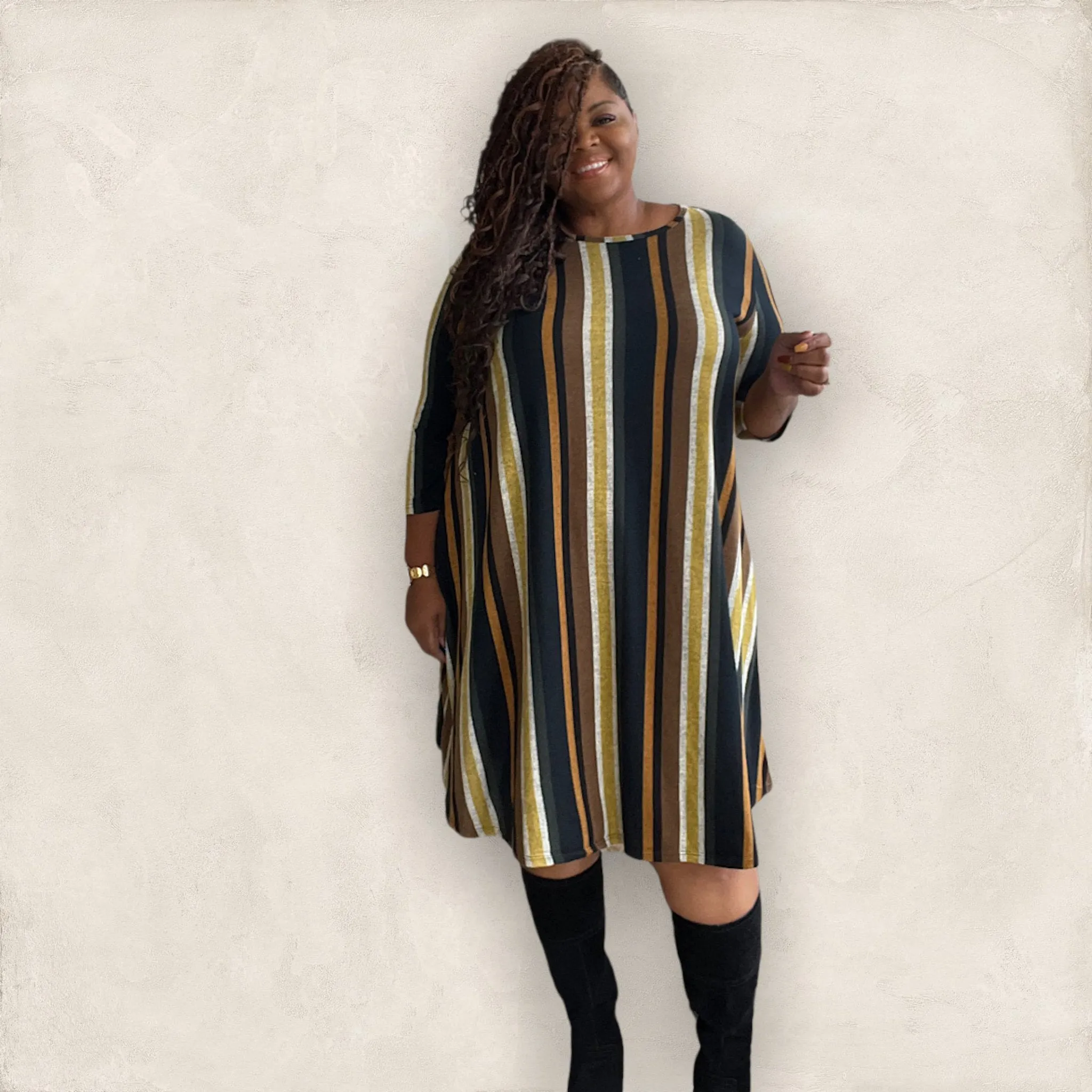 The Carrie Striped Midi Dress (extended sizes)