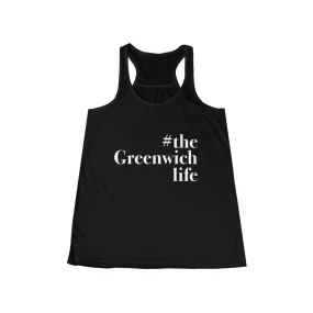 #thegreenwichlife Women's Flowy Racerback Tank - White Print