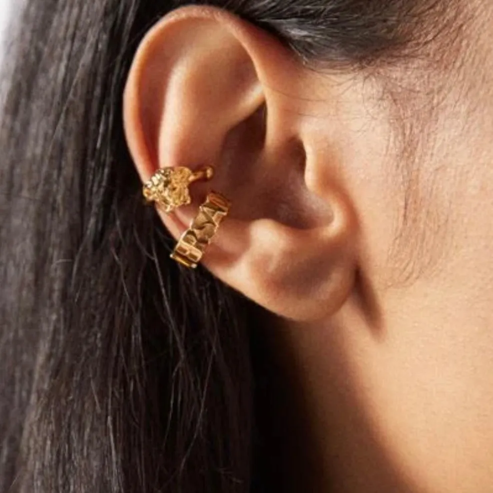 Versace Women's Metallic Mismatched Medusa And Logo Ear Cuffs