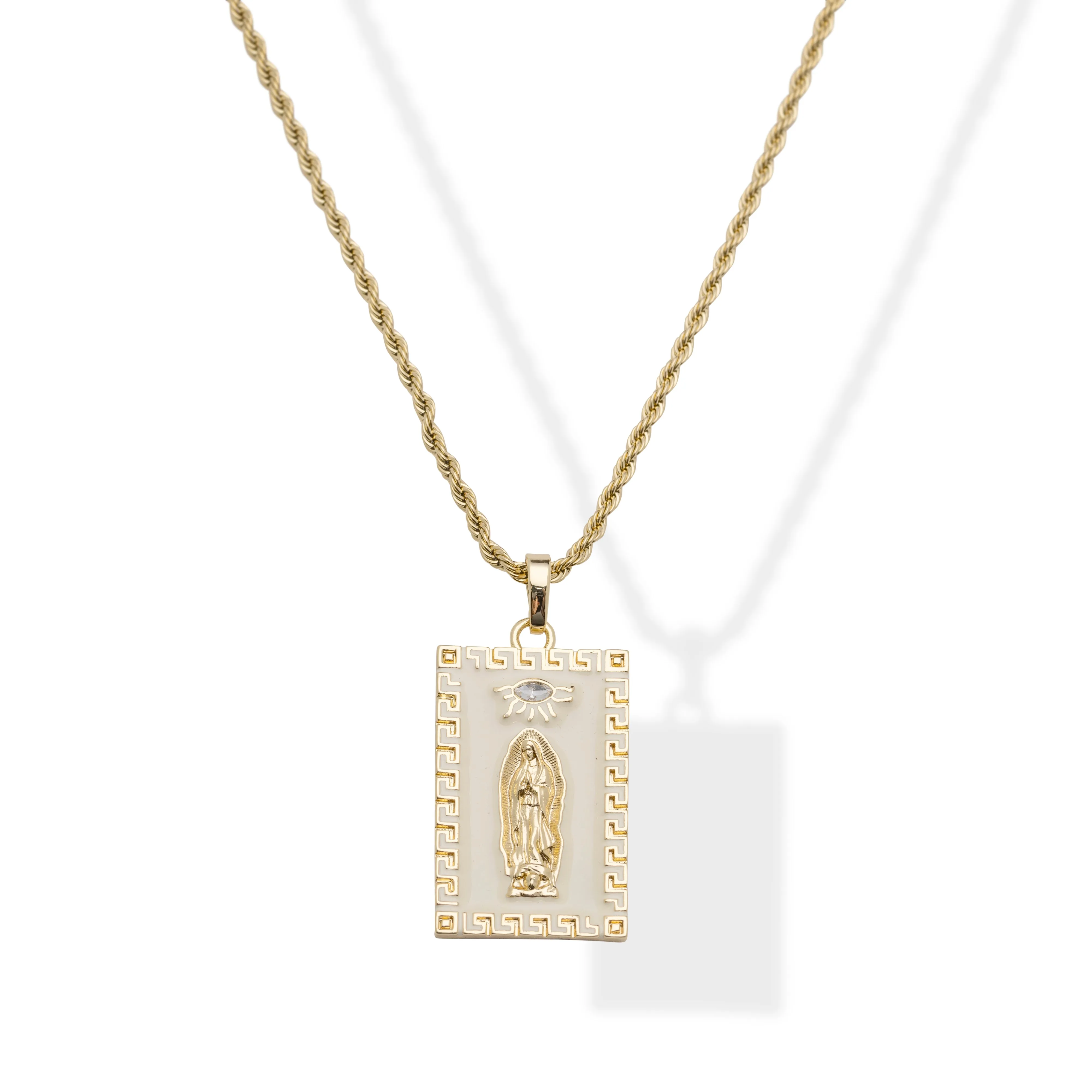 White Guadalupe Square Pendant