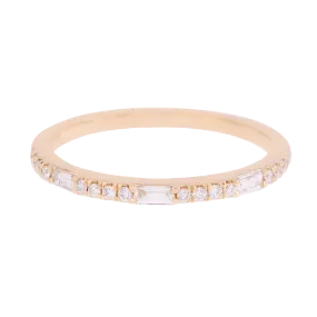 Yellow Gold Round & Baguette Diamond Band